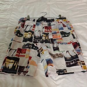 Wonder Nation Multicolor Scenic Print Men's Swim Shorts